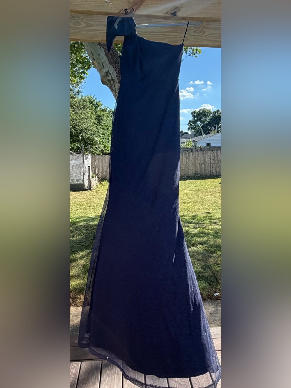 Windsor Navy One-Shoulder Maxi Skirt
